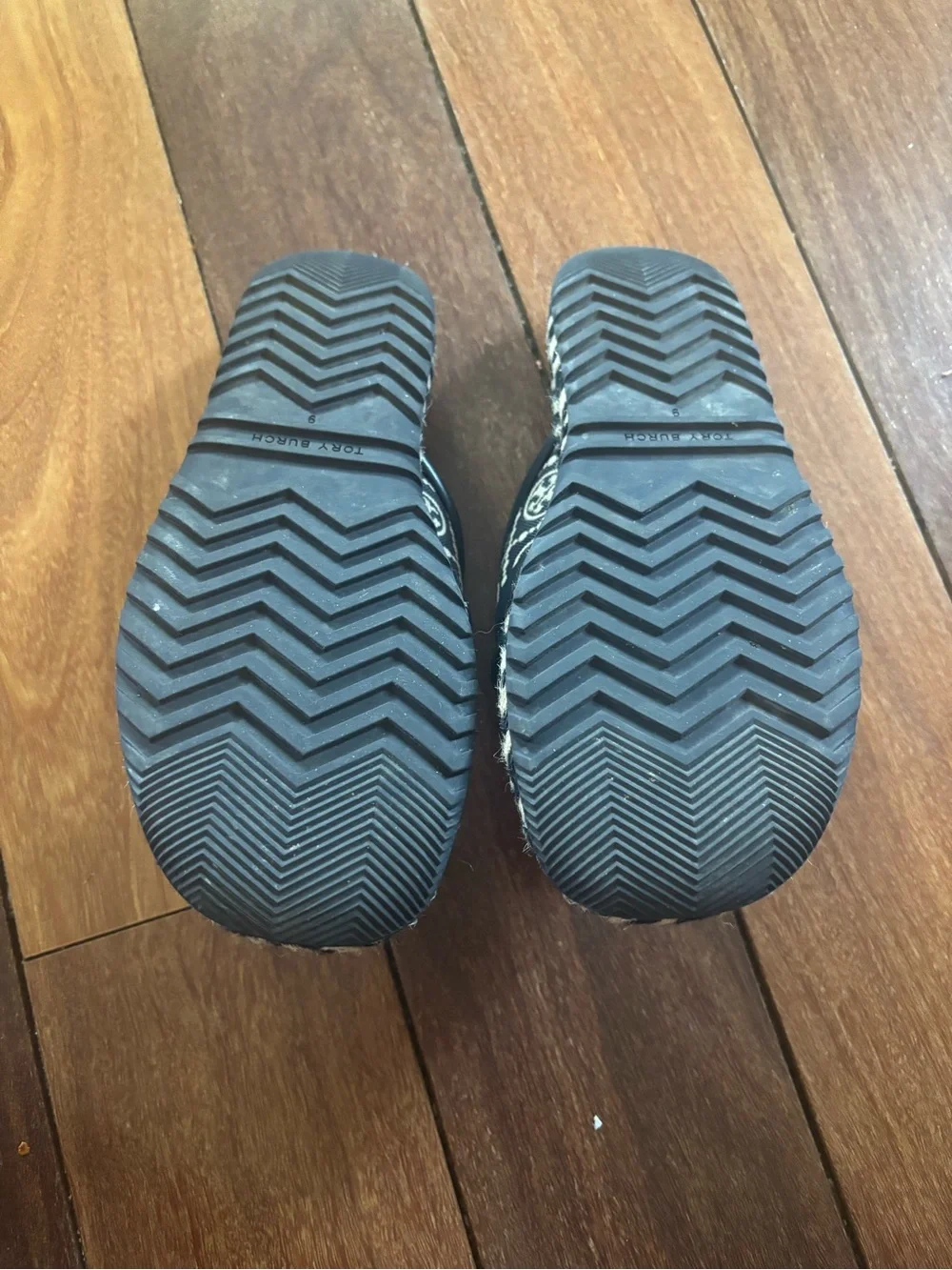 Tory Burch Black Canvas Logo Espadrille Slides